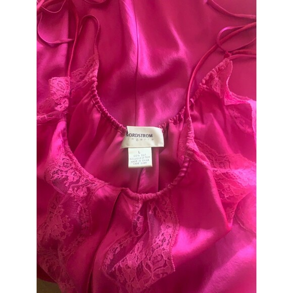 NWOT Nordstrom 100% Silk Lace Slit Side Chemise Nightgown Size L - Picture 4 of 4